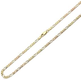 img 2 attached to Tricolor Figaro Chain Necklace in 14K Solid Gold - 🔗 1.8mm Width - Lobster Claw Clasp - Unique 3 Color Chain