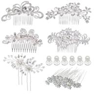 💍 insowni 32 pack wedding hair side combs and bridal hair pins: rhinestone pearls accessories for women, girls, brides, and bridesmaids logo