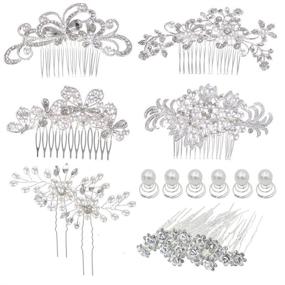 img 4 attached to 💍 inSowni 32 Pack Wedding Hair Side Combs and Bridal Hair Pins: Rhinestone Pearls Accessories for Women, Girls, Brides, and Bridesmaids