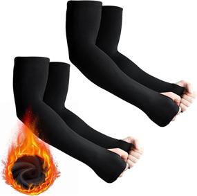 img 4 attached to Thermal Warmer Cycling Winter Sleeves Sports & Fitness