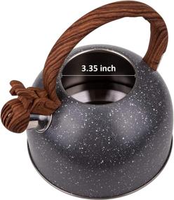 img 2 attached to 🍵 Nicunom 2.7 Quart Tea Kettle: Whistling Teapot with Wood Pattern Handle, Natural Stone Finish, Stainless Steel, Suitable for All Heat Sources