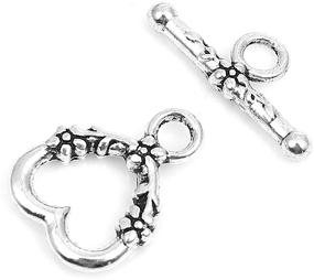 img 4 attached to 💗 Antiquated Silver Heart & Flower Toggle Clasps: DIY Jewelry Accessories - 38 Sets by JGFinds