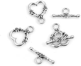 img 1 attached to 💗 Antiquated Silver Heart & Flower Toggle Clasps: DIY Jewelry Accessories - 38 Sets by JGFinds