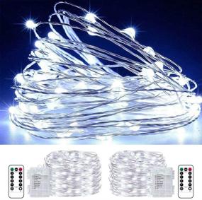 img 4 attached to 🎆 YoTelim LED Fairy String Lights Battery Operated - 2 Pack 33ft 100 LED Waterproof Cool White Twinkle Firefly String Lights with Remote Control & 8 Lighting Modes - for Indoor Outdoor Christmas Patio Party Decor