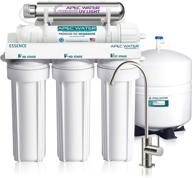 apec water systems roes-uv75-ss top tier 75 gpd 6-stage ultra safe reverse osmosis drinking water filter system with violet sterilizer, stainless steel uv housing, white logo