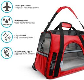 img 2 attached to 🐾 Pet Carrier for Air Travel - Soft-Sided Carrying Bag for Small to Medium Cats and Dogs, Approved by Airlines, Under-Seat Airplane Carriage with Comfy Fleece Bolster Bed for Puppies, Kittens, and Pets