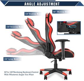 img 2 attached to 🎮 Ergonomic Racing Gaming Chair for Adults with Lumbar Support Office Adjustable Recliner Armrest Headrest (Red)