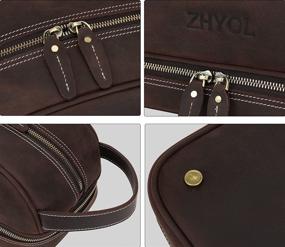 img 2 attached to 🧳 ZHYOL Genuine Leather Toiletry Bag for Men and Women – Vintage Full Grain Leather Travel Dopp Kit: Water-resistant, Shower-Ready Organizer for Shaving and Makeup