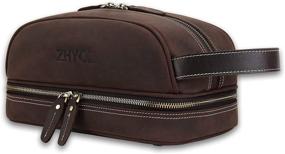 img 4 attached to 🧳 ZHYOL Genuine Leather Toiletry Bag for Men and Women – Vintage Full Grain Leather Travel Dopp Kit: Water-resistant, Shower-Ready Organizer for Shaving and Makeup