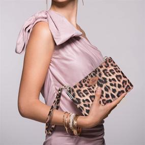 img 3 attached to Leopard Leather Wristlet Crossbody Clutch for Women - Handbags and Wallets