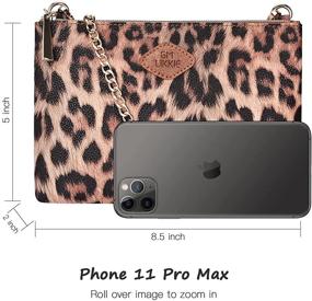 img 1 attached to Leopard Leather Wristlet Crossbody Clutch for Women - Handbags and Wallets