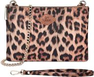 leopard leather wristlet crossbody clutch for women - handbags and wallets logo