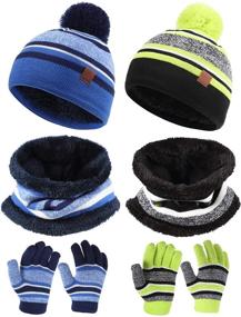 img 4 attached to 🧣 Stay Warm and Stylish with Purple Winter Knitted Beanie Gloves - Boys' Accessories