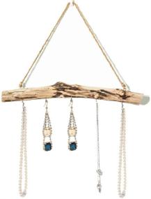 img 1 attached to 🌿 Maximize Space and Style with Byher 15-Inch Natural Driftwood Branches Wall Hanging Jewelry Organizers – 5 Hooks Included!