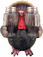 🦃 stunning resin thanksgiving turkey figurine with glass salt and pepper shakers - 6 1/4 inch set logo