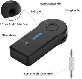 img 3 attached to Улучшите свой аудиоопыт с Bluetooth-приемником / автомобильным громкоговорителем с функцией громкой связи - портативным 3,5 мм адаптером Bluetooth Aux для дома, автомобиля, наушников и динамиков (Bluetooth 4.2, A2DP, диапазон 40 футов)