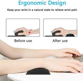 img 3 attached to 🖱️ DAPESUOM Mouse Wrist Rest - Ergonomic Memory Foam Support Pad for Gaming, Office, Computer, Laptop - Leather Hand Cushion for Wireless Mouse - Men & Women - Pain Relief & Easy Typing - Black