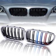 🚗 runmade pair gloss black kidney grilles chrome compatible with bmw f10 m5 5 series 528i 535i 550i m5 (2009-2018) logo