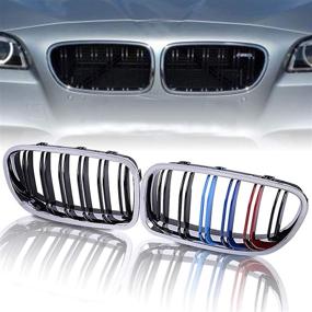 img 4 attached to 🚗 Runmade Pair Gloss Black Kidney Grilles Chrome Compatible with BMW F10 M5 5 Series 528i 535i 550i M5 (2009-2018)