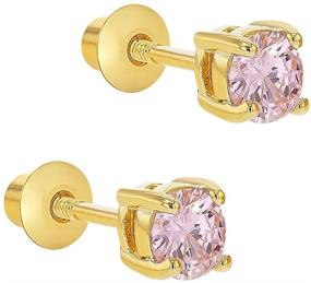 img 3 attached to 💖 Charming Pink Cubic Zirconia Screw Back Earrings for Babies, Infants, and Toddlers 3mm - Exquisite Jewelry in Pretty Pink for Young Girls - Ideal Jewelry Gifts for Little Girls Everyday Wear