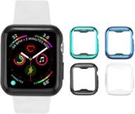 tranesca 4 pack 38mm apple watch case with built-in hd clear ultra-thin tpu screen protector cover compatible with apple watch series 2 and apple watch series 3 38mm - clear+dark blue+green+black logo