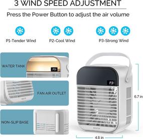 img 3 attached to MOVTIP Portable Air Conditioner Fan: Powerful Mini Evaporative Cooler and Humidifier for Personal Space Cooling in Small Rooms, Bedrooms, and Offices - White