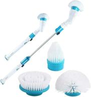 🧼 efficient electric spin scrubber with 3 replaceable brush heads, extension arm, and adapter logo