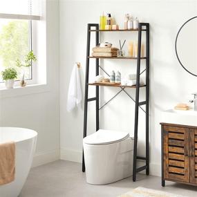 img 1 attached to 🚽 "VASAGLE 3-Tier Over-The-Toilet Rack: Industrial Style Bathroom Storage Shelf for Laundry Room Space Saving - Rustic Brown and Black UBTS005B01
