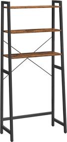img 4 attached to 🚽 "VASAGLE 3-Tier Over-The-Toilet Rack: Industrial Style Bathroom Storage Shelf for Laundry Room Space Saving - Rustic Brown and Black UBTS005B01
