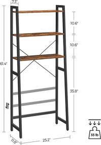 img 2 attached to 🚽 "VASAGLE 3-Tier Over-The-Toilet Rack: Industrial Style Bathroom Storage Shelf for Laundry Room Space Saving - Rustic Brown and Black UBTS005B01
