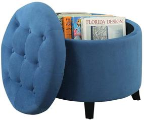 img 1 attached to 🔵 Blue Round Ottoman - Convenience Concepts Designs4Comfort