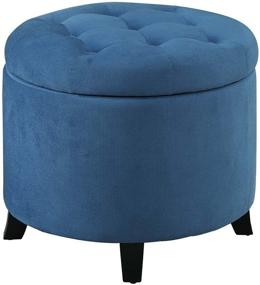 img 4 attached to 🔵 Blue Round Ottoman - Convenience Concepts Designs4Comfort