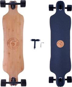 img 4 attached to Premium Longboard Skateboard - Durable Canadian Maple with Bamboo Cruiser for Teens, Adults, and Beginners