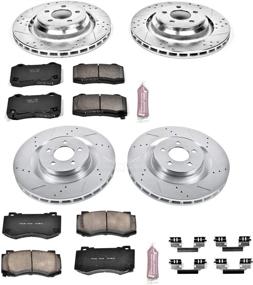 img 1 attached to 🔝 Повышенная производительность: Комплект тормозных колодок Power Stop K4023 передних и задних колодок из углеродного волокна Z23 с сверлеными и шлицевыми тормозными дисками.