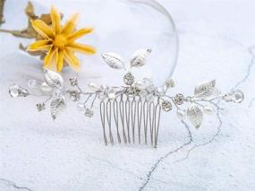 img 3 attached to 💎 Silver Rhinestones Bridal Hair Piece - Bridal Hair Comb with Crystal Side Combs - Hair Accessories for Women and Girls by Catery Leaf Bride