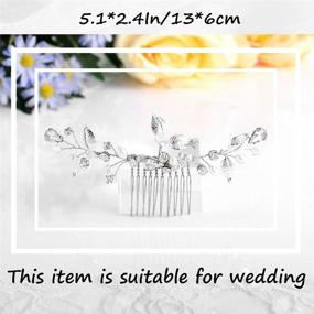 img 1 attached to 💎 Silver Rhinestones Bridal Hair Piece - Bridal Hair Comb with Crystal Side Combs - Hair Accessories for Women and Girls by Catery Leaf Bride