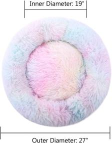 img 1 attached to 🌈 KAMA BRIDAL Plush Rainbow Marshmallow Cat Bed, Round Donut Sofa for Small Dogs - Warm Comfy Cuddler with Calming Pet Bedding, Faux Fur Indoor, 27"x27