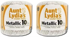 img 2 attached to 🧶 Aunt Lydia's Crochet Cotton Metallic Size 10 Thread (2-Pack) in White/Silver – Perfect for Sparkling Crochet Projects