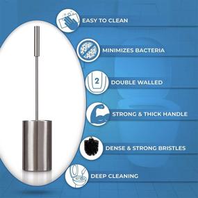 img 2 attached to Premium Stainless Steel Toilet Brush with Holder - Rust-Resistant & Fingerprint Resistant, Modern Compact Design - Strong Bristles for Effective Bathroom Cleaning