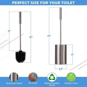 img 3 attached to Premium Stainless Steel Toilet Brush with Holder - Rust-Resistant & Fingerprint Resistant, Modern Compact Design - Strong Bristles for Effective Bathroom Cleaning