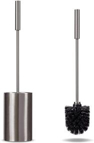 img 4 attached to Premium Stainless Steel Toilet Brush with Holder - Rust-Resistant & Fingerprint Resistant, Modern Compact Design - Strong Bristles for Effective Bathroom Cleaning