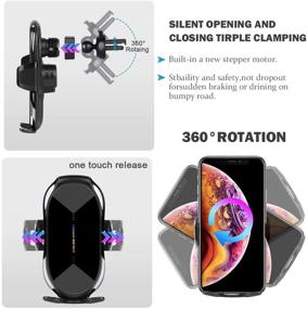 img 2 attached to 🔌 15W Wireless Car Charger: Fast Qi Charging, Auto-Clamping Air Vent Mount for iPhone 12/11 Pro Max/Xs Max/XR/8, Samsung S20/S10/Note10