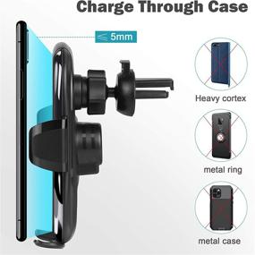 img 1 attached to 🔌 15W Wireless Car Charger: Fast Qi Charging, Auto-Clamping Air Vent Mount for iPhone 12/11 Pro Max/Xs Max/XR/8, Samsung S20/S10/Note10