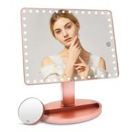 💄 rose gold x-large rechargeable vanity makeup mirror with 45 led lights, touch screen 1x/10x lighted magnifying mirror, 360° rotation portable tabletop cosmetic mirror logo