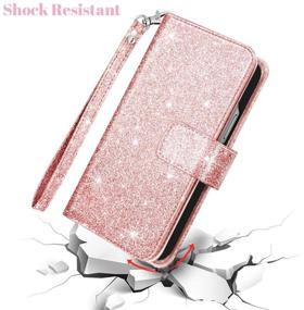 img 2 attached to Fingic iPhone 12 Pro Max 5G Wallet Case: Glitter Sparkle Cover with 9 Card Holder, Kickstand, & Wrist Strap - Rose Gold