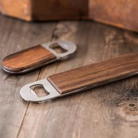 img 1 attached to Stainless Steel and Walnut Handheld Bar Blade Bottle Opener - DropCatch for Kitchen and Bar (Standard)