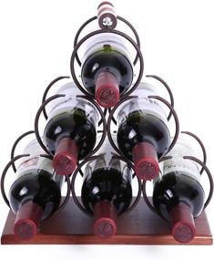 img 2 attached to 🍷 WILLOWDALE 6-Bottle Countertop Wine Rack - Metal Tabletop Organizer with Wood Base for Home Decor, Bar, Wine Cellar, Basement, Cabinet, Pantry