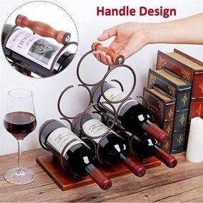 img 3 attached to 🍷 WILLOWDALE 6-Bottle Countertop Wine Rack - Metal Tabletop Organizer with Wood Base for Home Decor, Bar, Wine Cellar, Basement, Cabinet, Pantry