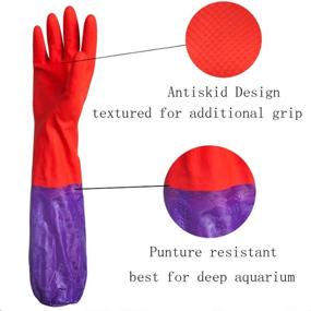 img 1 attached to 🐠 PIVBY Fish Tank Gloves - Aquarium Water Change Tools for Saltwater Aquariums - Elastic Forearm Seals, Leak-Proof Design - Heavy-Duty Construction - 19.3-Inch Length (1 Pair)