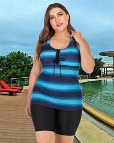 img 2 attached to Swimsuit Racerback Athletic Swimwear Striped Sports & Fitness for Water Sports